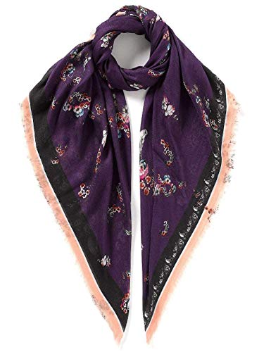Foulard violet VASSILISA en soie haut de gamme aux finitions de luxe