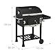 Relaxdays Holzkohlegrill Grillwagen, mit Deckel, BBQ-Grill mit Rädern, höhenverstellbar, Gartengrill XXL, schwarz/Silber, 1 Stück