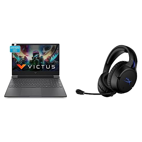 Image of HP Victus Gaming 12th Gen Intel Core i7 12650H 15.6 inch(39.6 cm) FHD Gaming Laptop & HyperX Cloud Flight ? Wireless Gaming Headset for PS5 and PS4