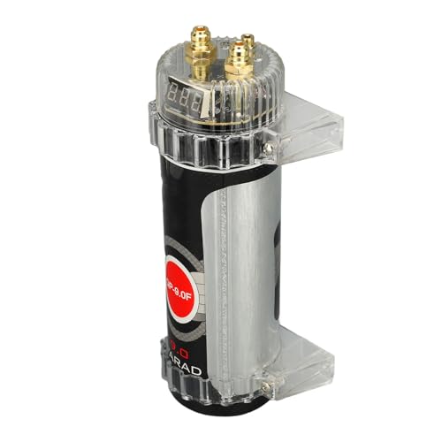 Naroote Condensateur de Puissance Numérique 9.0, Condensateur Audio de Voiture, Amplificateur de Son Haute Performance avec Affichage de Tension LED, Idéal pour le Système Audio de Voiture