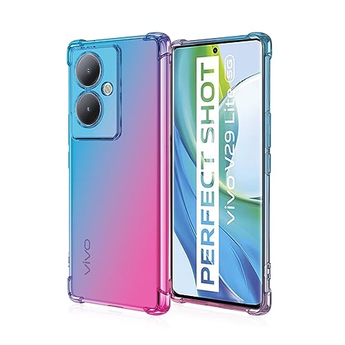 Topme Funda para Teléfono para Vivo V29 Lite 5G / Vivo Y78+ (6.78' Inches), Funda para Teléfono Móvil con Gradiente de Color Transparente de Silicona Suave de TPU - Azul Rosado