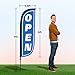 LookOurWay Feather Flag Pole Kit - 7 Feet Tall Advertising Banner with Fiberglass Pole Set and Ground Spike for Business Promotion - Open Flags - Open Blue & White
