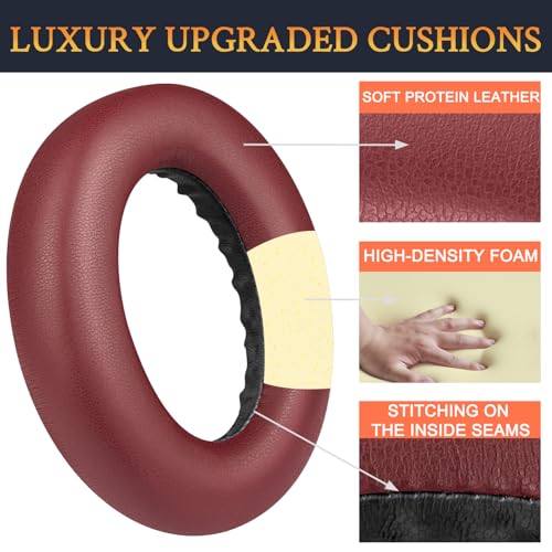 Image of SOULWIT Replacement Earpads for Bose QC Ultra /New QuietComfort Ultra(2nd Gen) Wireless Headphones, Ear Pads Cushions with Softer Protein Leather, High-Density Noise Isolation Foam - Burgundy