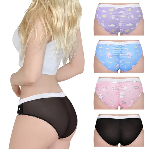 Littleforbig Women's Ladies Soft Smooth Silky Underwear Comfortable Hipster Briefs Babydoll Dreamy Galaxy 4 Pack Panties Set4
