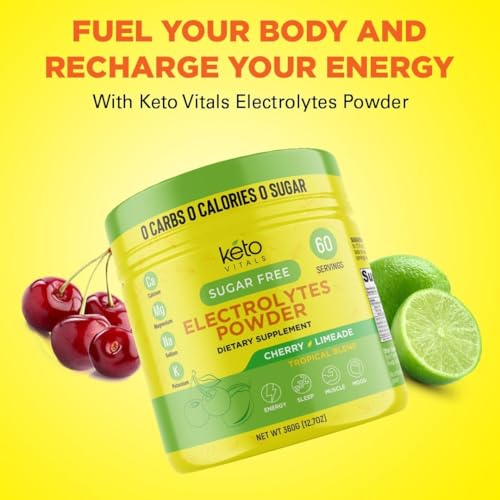 Image of Keto Vitals Electrolytes Powder | Keto-Friendly Electrolytes with Potassium, Magnesium, Sodium, Calcium | Keto Electrolytes Supplement Energy Drink Mix | Sugar-Free, Zero Calories, Zero Carbs
