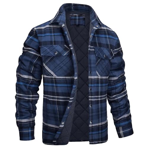 Veste en flanelle de coton pour homme avec col revers et surpiqûres robustes d'hiver