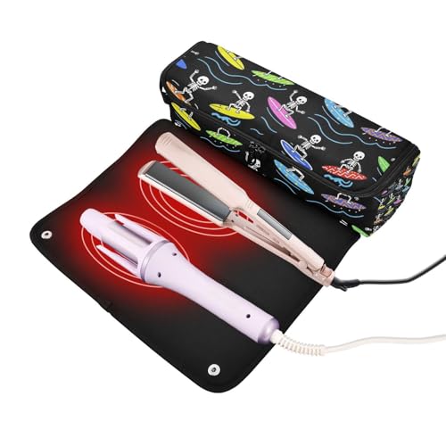 Bolsa organizadora de viaje para herramientas de cabello con almohadilla resistente al calor, impermeable, para planchas, rizadores y secadores miniatura 2