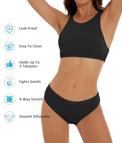 Beautikini Period Swimwear Menstrual Two Piece Swimsuit Leakproof Bikini Sets Sporty Bathing Suit for Teen Girls3