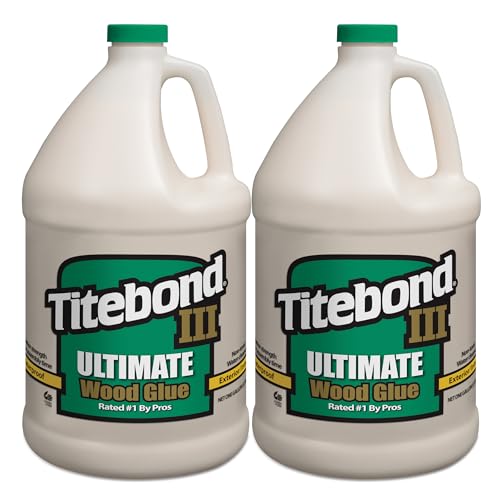 Image of Titebond III Ultimate Wood Glue 1 Gal. (2 Pack) - Premium Professional Woodworking Adhesive, Waterproof, Strong Initial Tack, Interior /Exterior Use, Easy Water Cleanup - 1416