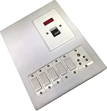 ZOLDYCK Electric Heavy Duty Switch Board (5 Switches,1 Sockets,1 DP) 1 Socket Extension Boards (White)