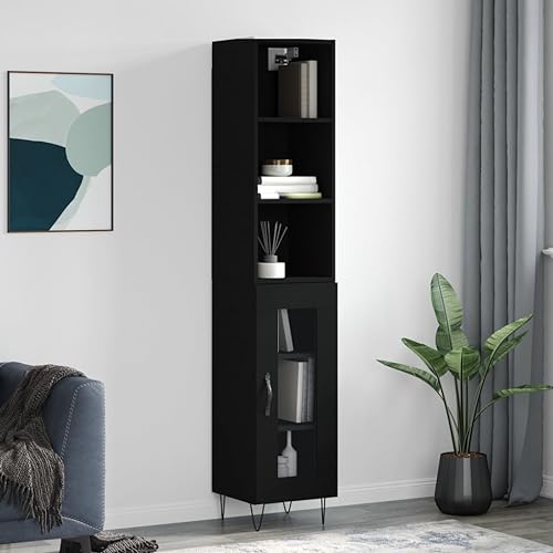 LLEZKBR Furniture Select-Highboard Negro 34,5x34x180 cm Madera de ingeniería
