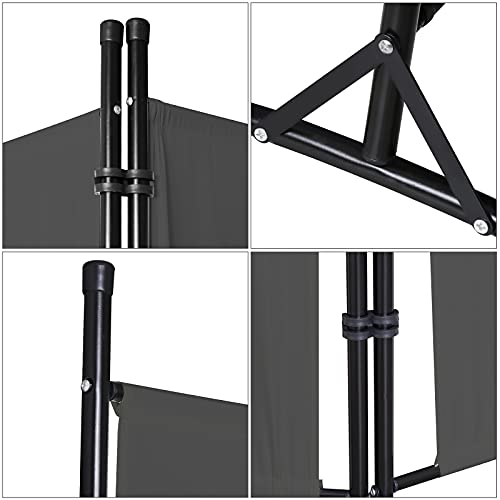 Paravent 3 pièces structure modulable anthracite grand format 260 x 180 cm - 4