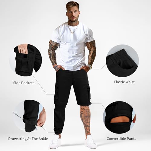 GINGTTO Mens Outdoor Hiking Convertible Pants Slim Fit Stretch Cargo Joggers Lightweight Work Pants for Men3