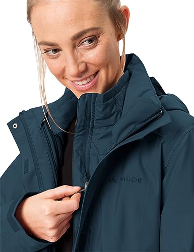 VAUDE Idris III 3-in-1 Parka Damen – Damen-Winterjacke wasserdicht, winddicht & atmungsaktiv mit Eco-Finish, Damen-Doppeljacke mit wärmender Hybrid-Innenjacke – in Blau, Größe: 42