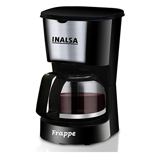 Inalsa Frappe 5 Cup (0.6L) 650-Watt Coffee Maker with Anti Drip & Keep Warm Function| Detachable Coffee Filter| Includes 100% Borosilicate Glass 0.8L Carafe Jar, (Black)