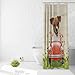 GABSHAIM Cute Shower Curtain Catahoula Dog Drive a Car Bath Curtains Floral Pattern Shower Curtain Waterproof Fabric Bathroom Decor 66x72 Inch