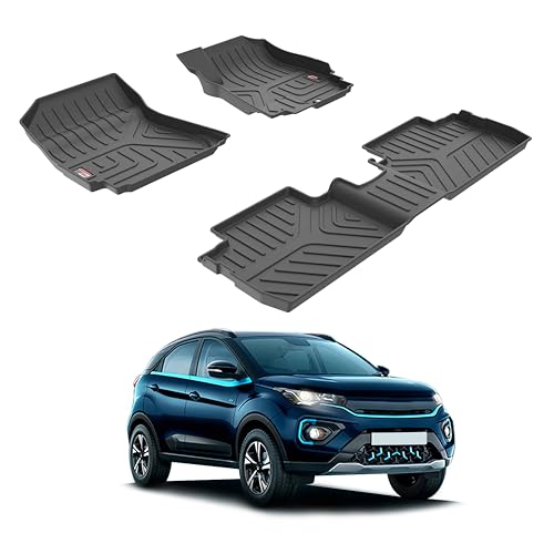 Image of GFX Tpv Car Floor Mats (After-Market) Premium Life Long Foot Mats Compatible with Nexon EV Max (2022) Onwards, Black