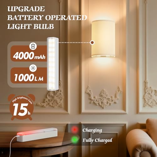 Image of OCATO Battery Operated Wall Sconce: Wireless Wall Sconces Set of Two Battery Operated Magnetic Lamp Rechargeable Lights Dimmable with 16 RGB Colors with Remote Walls Decor for Bedroom Living Room