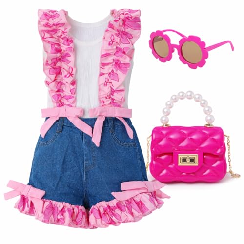 Image of Girls' Short Sets - Trendy and Comfortable Summer Outfits for Girls Fashionable Clothing Sets 4pc