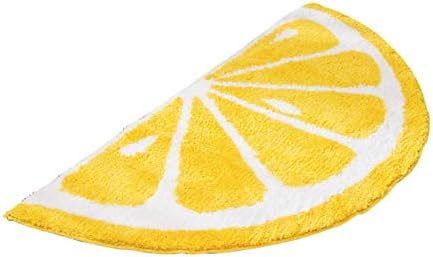 Playtime Cozy Lemon Cute Fruits Half Round Shaped Bedroom Bathroom Doorway Kitchen Floor Rug Carpet Water Absorption Non-Slip mat for Kid's Room (Yellow, 50100CM)