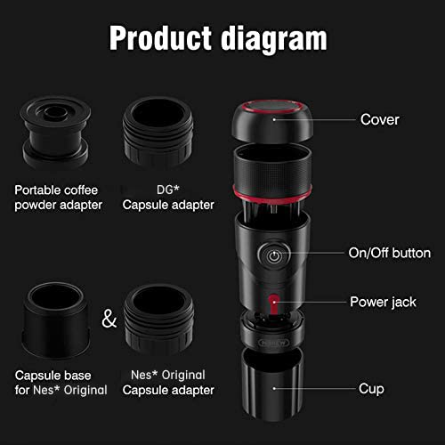Hibrew Portable 3-In-1 Multi-Function Electric Espresso Maker For Vehicle, Travel, Home, Office Compatible With Nes* Original Pod, Dg*, Ground Coffee (Classic Model) #TOP6
