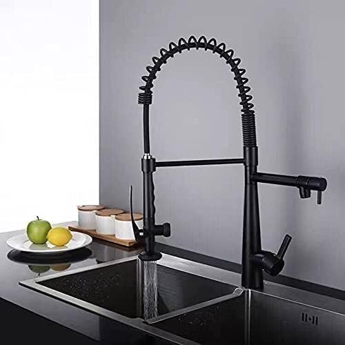 Robinet de cuisine noir mat LWX doté d'un mitigeur à ressort orientable à 360°