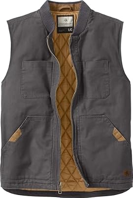 Legendary Whitetails Men's Quilted Canvas Zip-Up Water Repellent Vest – Durable Outdoor Vest for Hun...