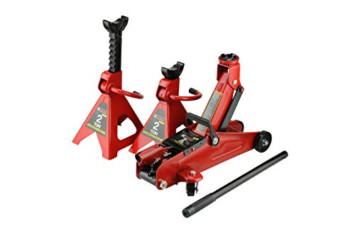 K Tool International 2 Ton Capacity Trolley Jack & Jack Stands Set, KTI63097