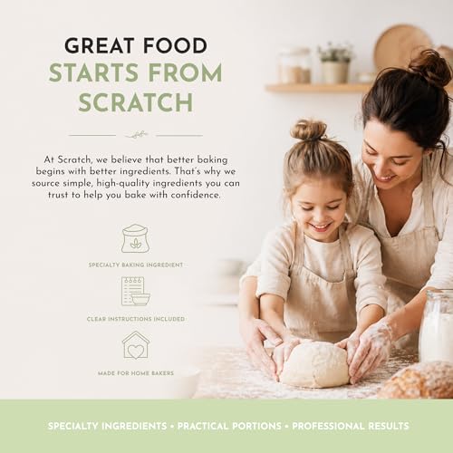Image of Scratch Diastatic Malt Powder for Baking - (2LB) Dried Barley Malt for Baking Bread - Bread Improver - Premium Baking Ingredients for Breads, Pizzas, Pretzels, Desserts, Shakes and More (Pack of 4)