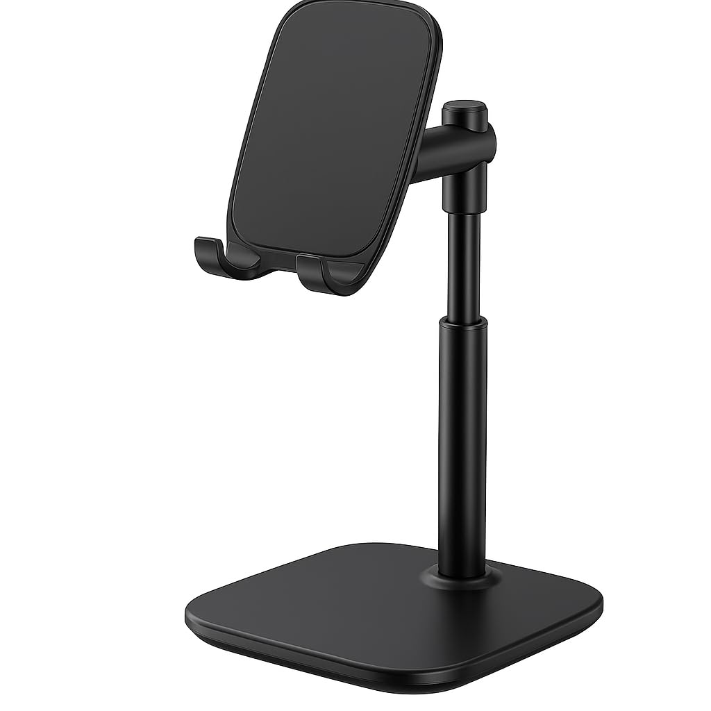 Fitto Mobile Stand, Adjustable, Height Angle, Cradle Mount Dock, For iPad, Samsung Tab, 4"-13" Devices, Black