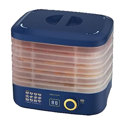 Zerodis Haushaltsgeräte Küchengerät, Timer Geräuscharmer Temperaturregler Multifunktionaler Lebensmitteltrockner 220 V Fruchtdehydrator 5 Tabletts (Blaue Multiple-Choice-Schaltfläche)