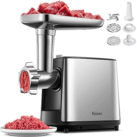 Electric Meat Grinder, Heavy Duty Meat Mincer, Sausage Stuffer Maker, Food Grinder with Sausage & Kubbe Kit, 2 Grinder Plates, Stainless Steel (Black) Cover