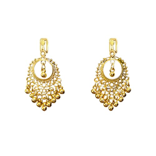 Aretes vintage Jhumka Jhumki clip on boho étnicos para mujer