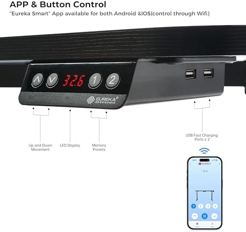 EUREKA ERGONOMIC Standing Desk Adjustable Height (70" x30') Sit to Stand Desk Computer Desk for Home Office Large Deskstop Adjustable Desk with Dual Motor, Memory Presets, Heptagon/Solid Wood - Thumbnail 3