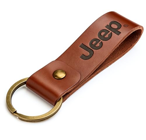 FOUR WHEEL BEAST Jeep Keychain Genuine Leather - Officially Licensed Key Chain Wrangler...