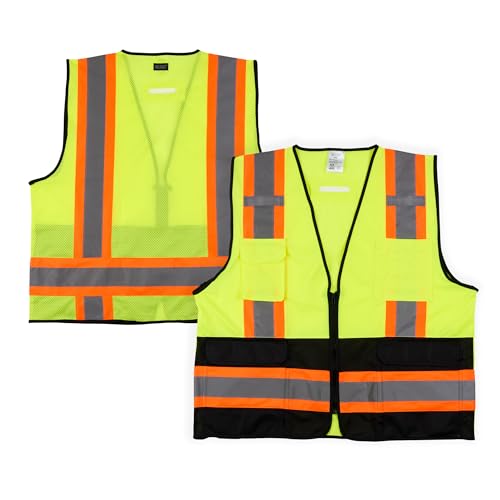 Image of Restaurantware Reflective Safety Vest 20 Count 29.213 x 30.315 Inches High Visibility Multi-Pocket Zipper Front Safety Vest