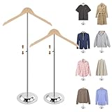 DigDozer Adjustable Shirt Display Stand 2 Pcs, 20-35 Inch Height Tshirt Display Stand for Vendors, Wood T Shirt Mannequin, Jacket, Coat at Clothing Vendor Events, Trade Fair Show(Oak Color)