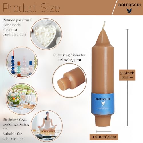 Image of 5 Inch Light Brown Unscented Short Taper Candles 4 Pcs
