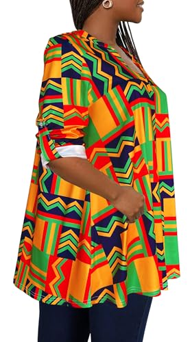 Afibi Women's Casual African V Neck Long Sleeve Tunic Tops4