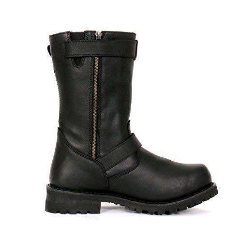 Hot Leathers BTM1005 Men's Black 10-inch Tall Round Toe Engineer Leather Boots with Lug Sole - 132