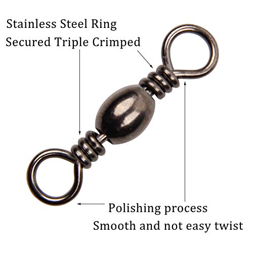 Fishing Barrel Swivels - 50/100 Pcs Rolling Ball Fishing Swivel With Solid Ring Fishing Tackle Accessories Hook Line Connector Copper With Stainless Steel Black Nickle Coated Test Strength 35 - 165Lbs #TOP1