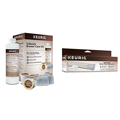 Keurig 3-Month Brewer Maintenance Kit, Includes Descaling Solution, Water Filter Cartridges & Rinse Pods, 7 Count & Water Filter Starter Kit Tall Reservoir