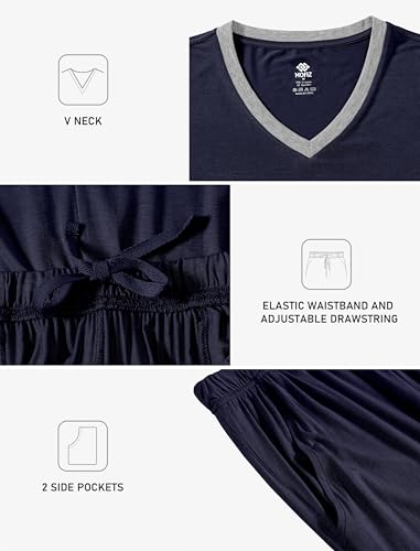 Image of JINSHI Men's Pajama Sets Soft Lightweight Sleepwear Nightwear with Pocket