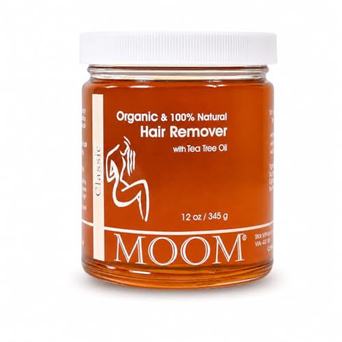 MOOM USDA Organic Sugar Wax Hair Removal for Women & Men - 12 oz Wax refill Jar, Sugaring Wax with Tea Tree Oil - Body, Leg & Facial wax - Soft Wax for Sensitive Skin (Strips & Sticks Not Included)