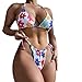 Maillot de Bain 2 pièces pour Femme à Armatures Florales Push Up Bikini High Cut Maillot de Bain Maillot De Bain Deux Pièces Tropical