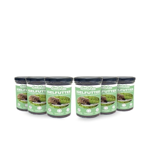 EntoZoo - Igelfutter im Glas - Alleinfuttermittel für Igel mit Schwarzer Soldatenfliege - proteinreich, artgerecht, ohne Konservierungsstoffe, aus Deutscher Zucht, 6 x 370g