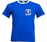 Gillingham Football Club FC The Gills Retro Style Shield T-Shirt (Large) Blue//White