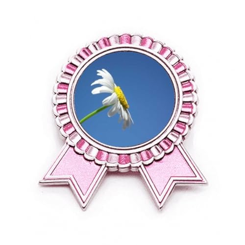 Broche blanche motif tournesol bleu ciel métal M bijou de vêtement pour femme et homme