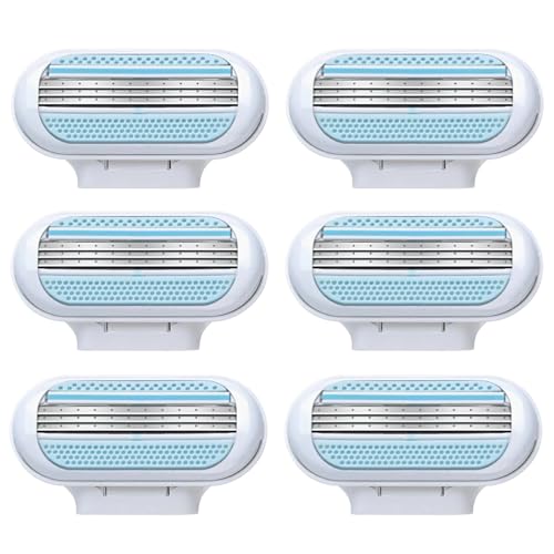 CPJJ 6 Piezas Recambio Cuchillas Mujer,Recambios para Maquinilla de Depilación Femenina, Cuchillas de Recambio con 3 Cuchillas Hojas de Afeitar con Bandas Lubricantes de Aloe Vera y Vitamina