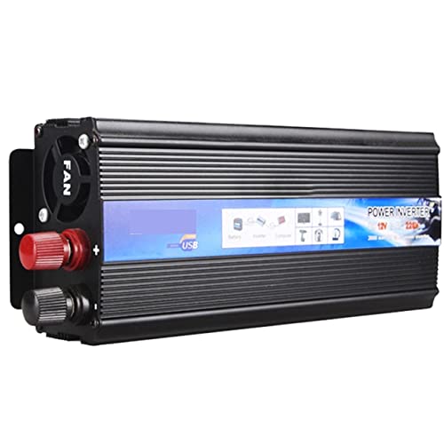 Solar Inverter Inversor de corriente for coche de 2000W/1000W/500W, 12V, 220 CC a CA, 12V, convertidor de voltaje for coche con cargador USB for teléfono y tableta Home or Outdoor Using(2000W)